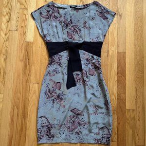 MAX&Co Gray Grey (lavender/eggplant /beige) A-Line Silk Dress Sz 4 (fits like 2)